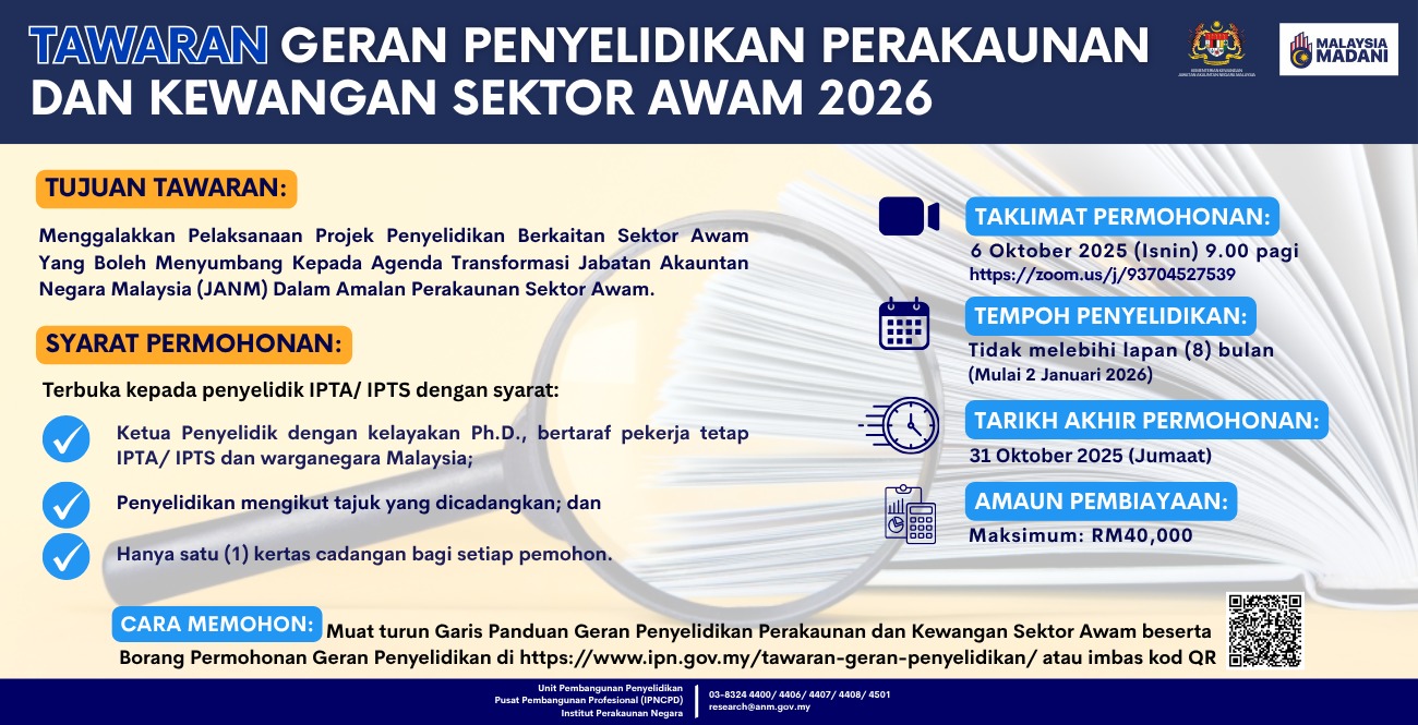 Tawaran Geran Penyelidikan Perakaunan Dan Kewangan Sektor Awam Tahun 2026