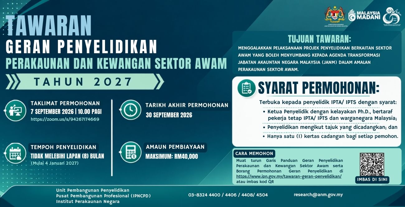 Tawaran Geran Penyelidikan Perakaunan Dan Kewangan Sektor Awam Tahun 2027